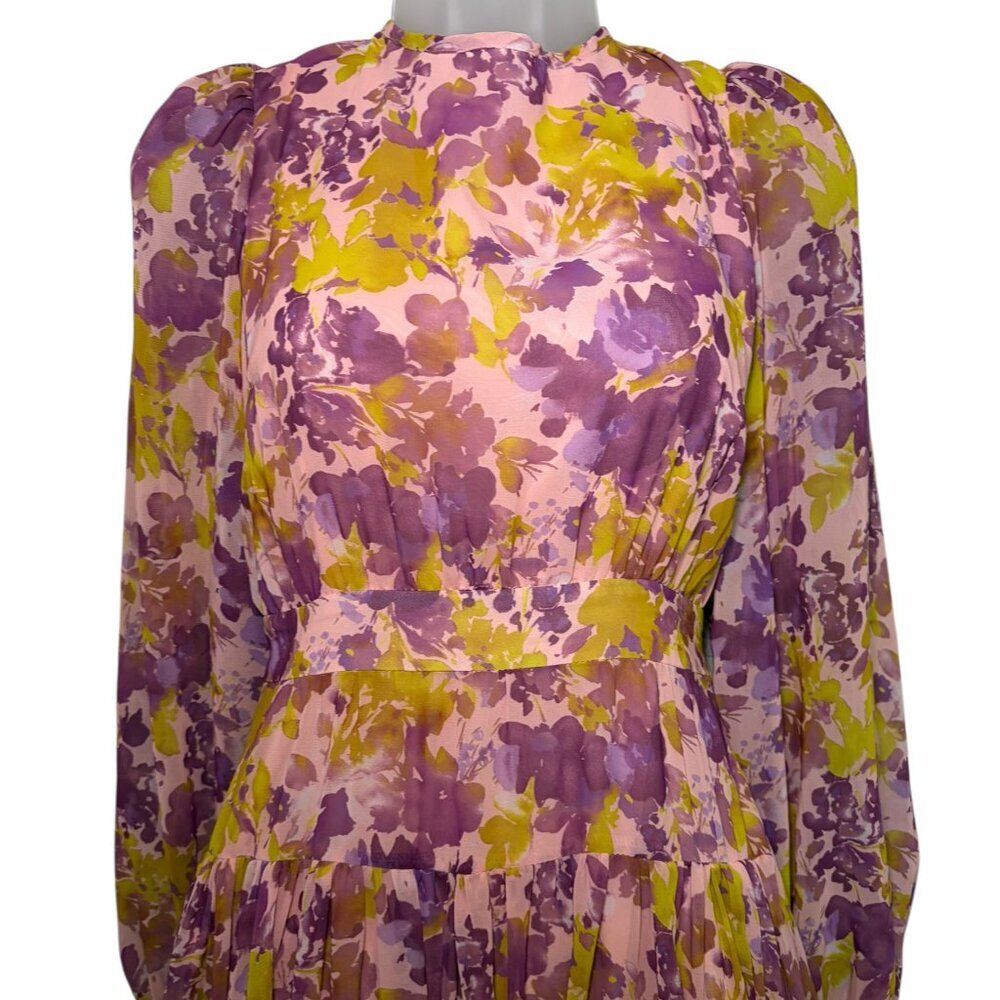 LDT Floral Goddess Open Back Maxi Gown Pink Purple Size 0 - Picture 4 of 11
